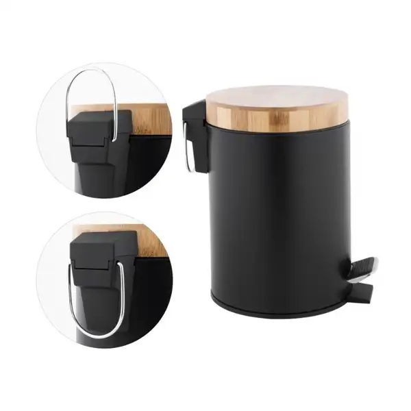 Корзина для мусора YOKA BIN BLACK BAMBOO 3л. для ванной комнаты (CH.BIN-BLK)