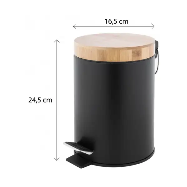 Корзина для мусора YOKA BIN BLACK BAMBOO 3л. для ванной комнаты (CH.BIN-BLK)