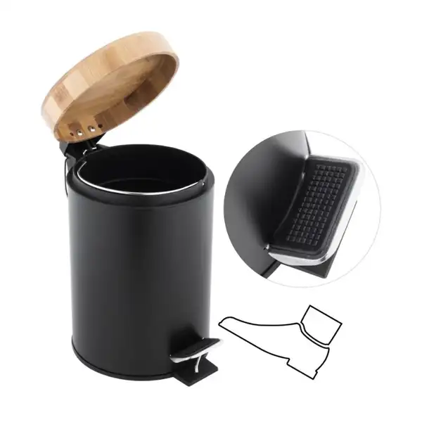 Корзина для мусора YOKA BIN BLACK BAMBOO 3л. для ванной комнаты (CH.BIN-BLK)