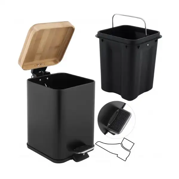 Корзина для мусора YOKA SIDO BLACK BAMBOO 3л. для ванной комнаты (CH.SIDO-BLK)