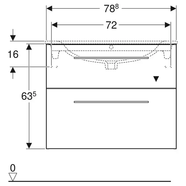 Тумба под раковину Geberit Selnova Square, slim rim 80 см, орех тёмный 501.210.00.1