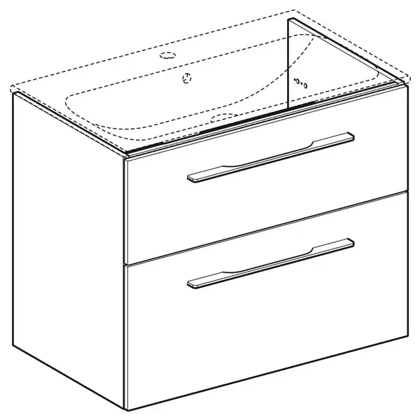 Тумба под раковину Geberit Selnova Square, slim rim 80 см, орех тёмный 501.210.00.1