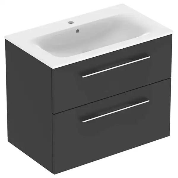 Тумба с раковиной Geberit Selnova Square slim rim 80 см, лава матовая (501.241.00.1)