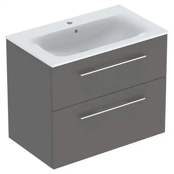 Тумба с раковиной Geberit Selnova Square slim rim 80 см, лава матовая (501.241.00.1)