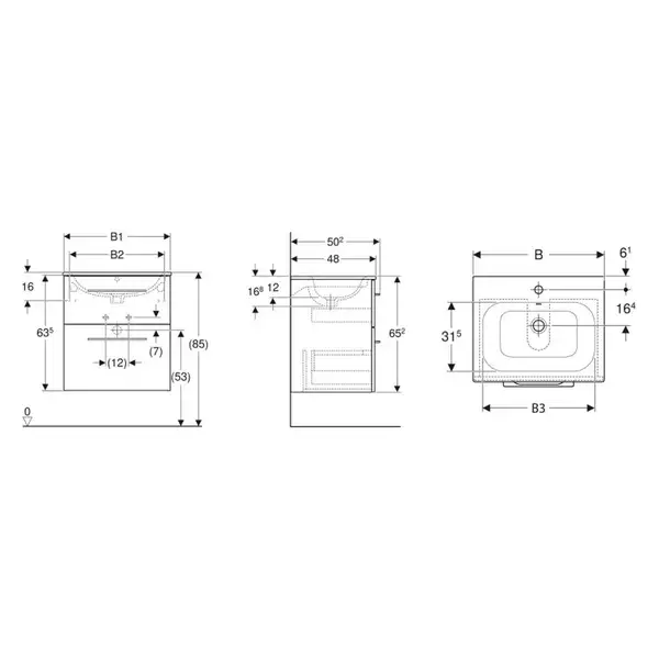 Тумба с раковиной Geberit Selnova Square slim rim 80 см, лава матовая (501.241.00.1)