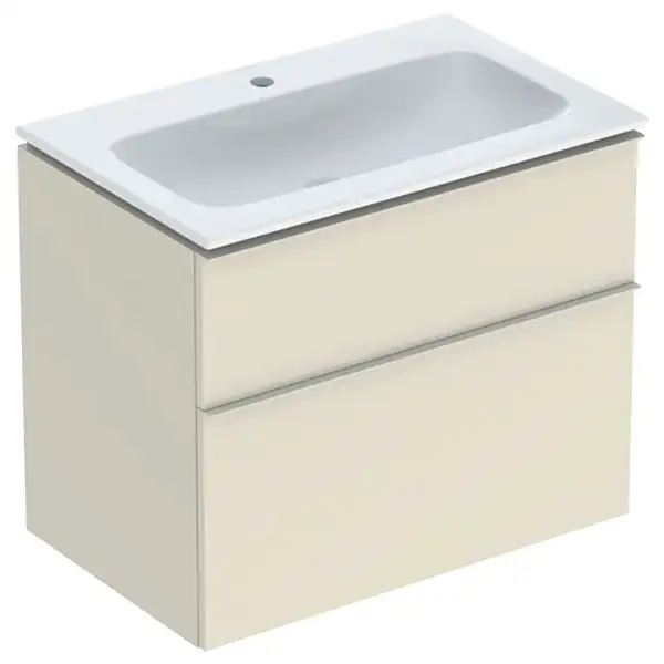 Тумба с раковиной Geberit iCon slim rim 75 см, корпус и фасад - песочно-серый глянец / ручки - песочно-серый глянец 502.336.JL.1 Тумба с раковиной Geberit iCon slim rim 75 см, корпус и фасад - песочно-серый глянец / ручки - песочно-серый глянец 502.336.JL.1