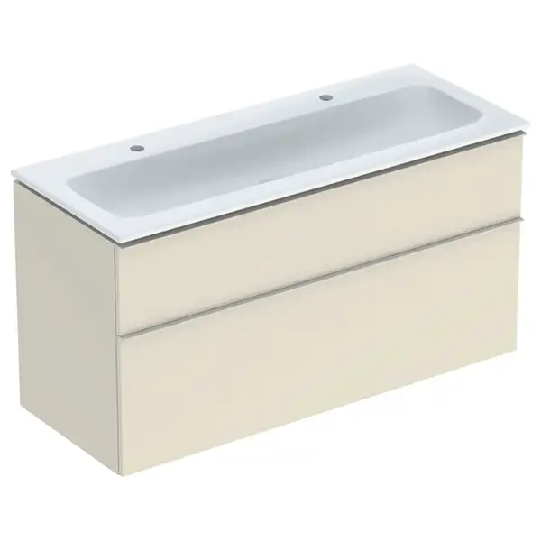 Тумба с раковиной Geberit iCon slim rim 120 см, корпус и фасад - песочно-серый глянец / ручки - песочно-серый глянец 502.338.JL.1 Тумба с раковиной Geberit iCon slim rim 120 см, корпус и фасад - песочно-серый глянец / ручки - песочно-серый глянец 502.338.JL.1