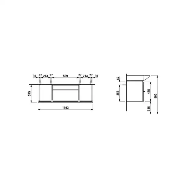 Тумба під умивальник  Palace H4013010754751 Laufen ШВЕЙЦАРІЯ