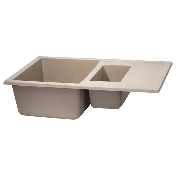 Кухонная мойка с дополнительной чашей Qtap CS 7648 Beige (QT7648BEI551)