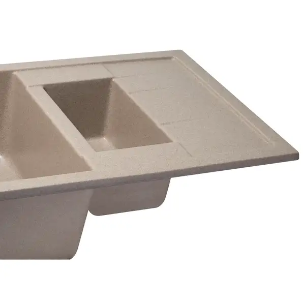 Кухонная мойка с дополнительной чашей Qtap CS 7648 Beige (QT7648BEI551)