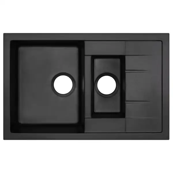 Кухонная мойка с дополнительной чашей Qtap CS 7648 Black (QT7648BLA404)