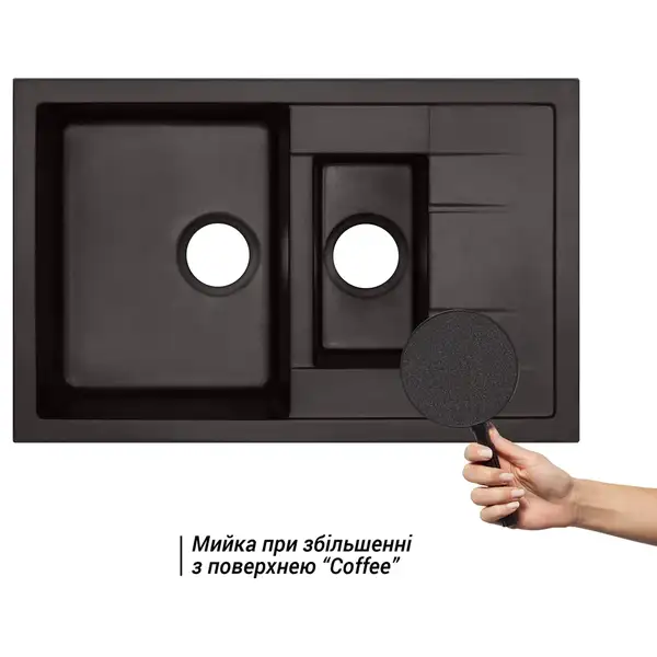 Кухонная мойка с дополнительной чашей Qtap CS 7648 Coffee (QT7648COF551)