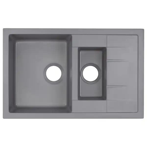 Кухонная мойка с дополнительной чашей Qtap CS 7648 Grey (QT7648GRE471)