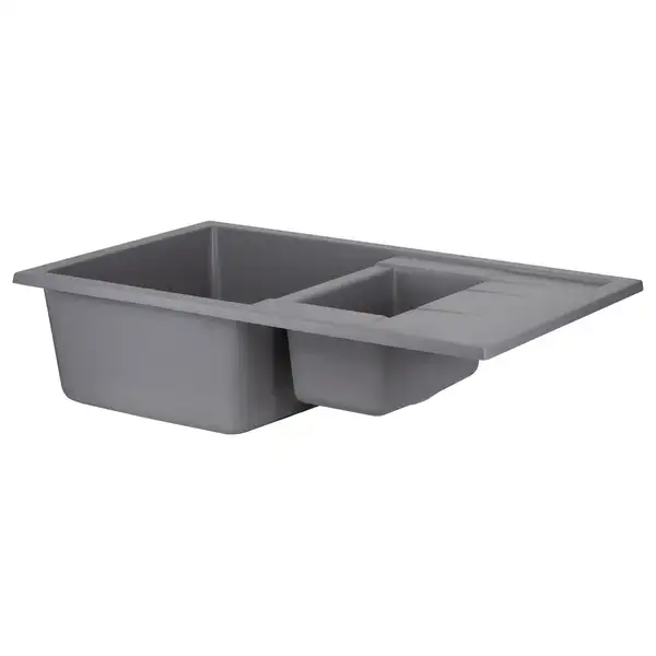Кухонная мойка с дополнительной чашей Qtap CS 7648 Grey (QT7648GRE471)