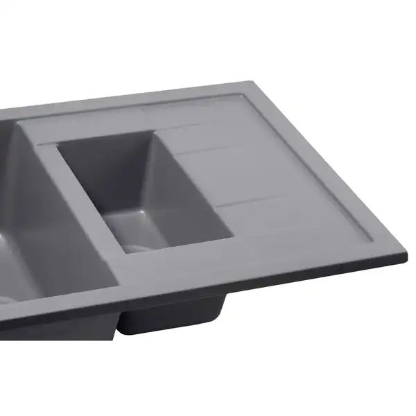 Кухонная мойка с дополнительной чашей Qtap CS 7648 Grey (QT7648GRE471)
