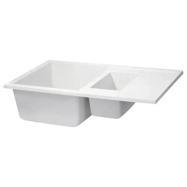 Кухонная мойка с дополнительной чашей Qtap CS 7648 White (QT7648WHI650)