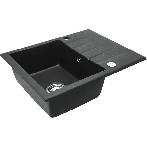 Гранитная кухонная мойка REA NORTH BLACK пятнистая (ZLE-00125)