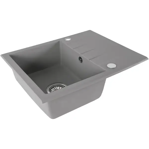 Гранитная кухонная мойка REA NORTH GREY серая (ZLE-00128)