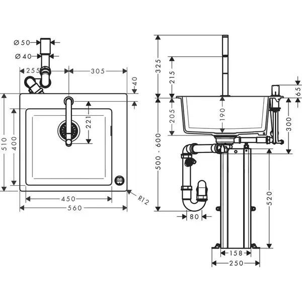 Hansgrohe COMBI C51-F450-06 Мойка со смесителем, хром (43217000)