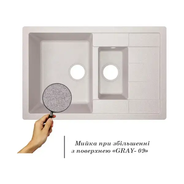 Кухонная мойка с дополнительной чашей Lidz 780x495/200 GRA-09 (LIDZGRA09780495200)