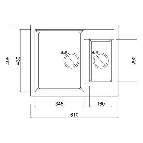 Кухонная мойка с дополнительной чашей Lidz 615x500/200 WHI-01 (LIDZWHI01615500200)
