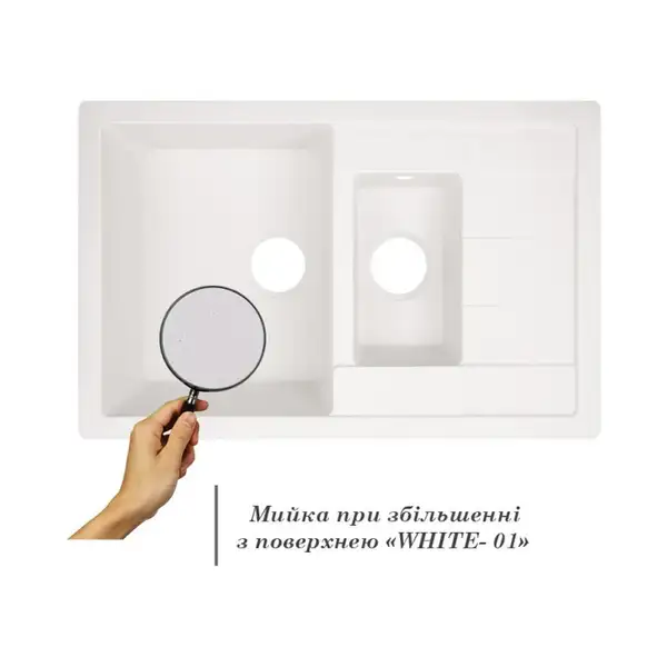 Кухонная мойка с дополнительной чашей Lidz 780x495/200 WHI-01 (LIDZWHI01780495200)