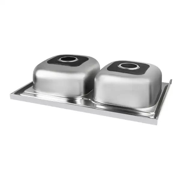 Кухонная мойка с двумя чашами Lidz 6080 0,8 мм Decor (LIDZ6080DEC08)