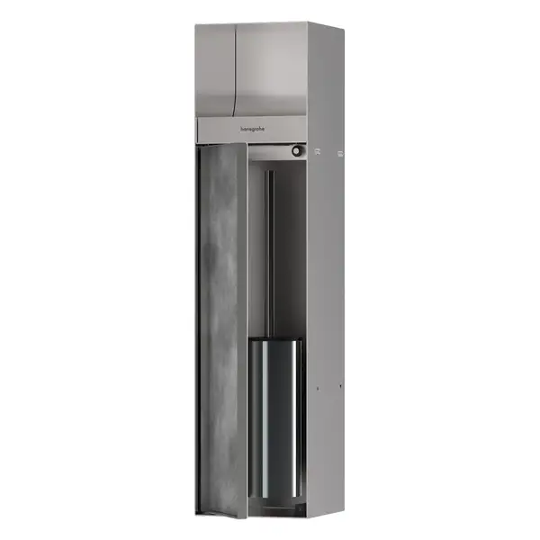 Вбудований тримач для йоржика та туалетного паперу Hansgrohe XtraStoris Rock, колір - Brushed Stainless Steel 56062800 Вбудований тримач для йоржика та туалетного паперу Hansgrohe XtraStoris Rock, колір - Brushed Stainless Steel 56062800