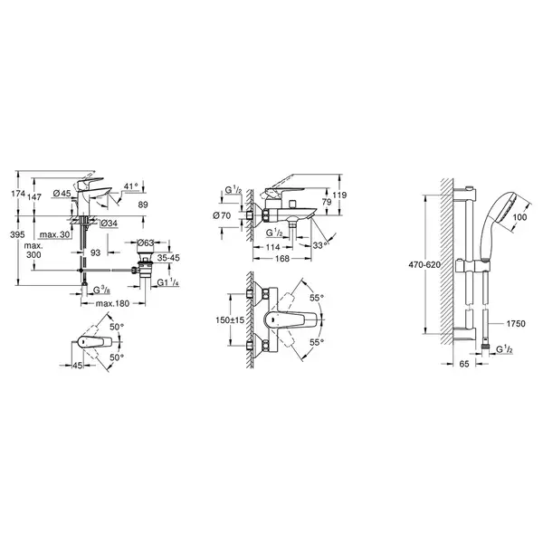 Grohe StartEdge Набір змішувачів 3 в 1, хром (UA202501SQ)