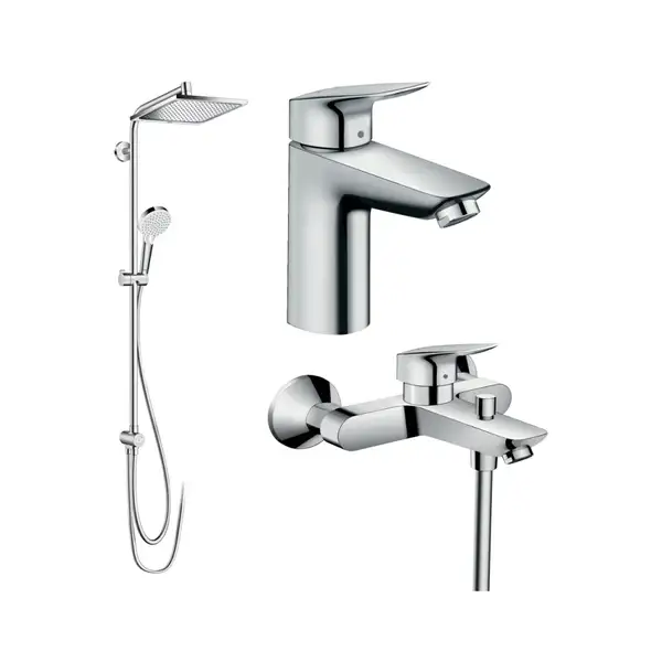 Набір змішувачів для ванни Hansgrohe EcoSmart Logis 100 / Crometta Reno (71104 + 7140 + 27289000), хром (20200002)