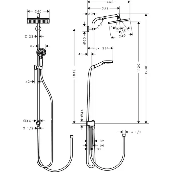 Набір змішувачів для ванни Hansgrohe EcoSmart Logis 100 / Crometta Reno (71104 + 7140 + 27289000), хром (20200002)