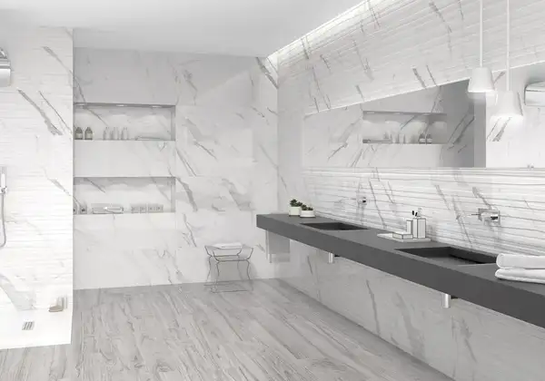 Плитка керамогранітна Calacatta Prestigio White SATIN 595x1200 Opoczno (TGGR1015307921)
