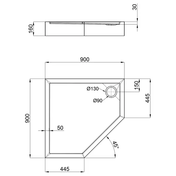 Душевой поддон Lidz Diament ST90x90x16 (LDIST909016)