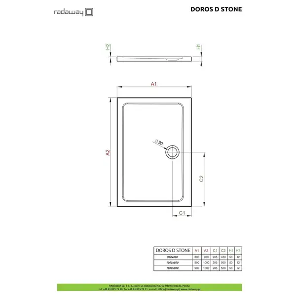 Radaway Doros D Душовий піддон, білий (SDRD1090-01-04S)