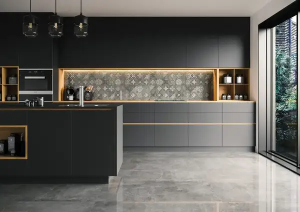 Плитка підлогова Softcement Graphite Decor Flower POL 29,7x119,7x0,8 код 7481 Cerrad (5903313317481)