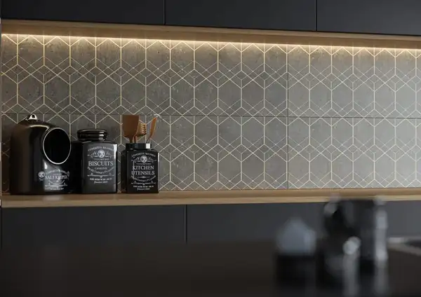 Плитка підлогова Softcement Graphite Decor Geo POL 29,7x119,7x0,8 код 7498 Cerrad (5903313317498)