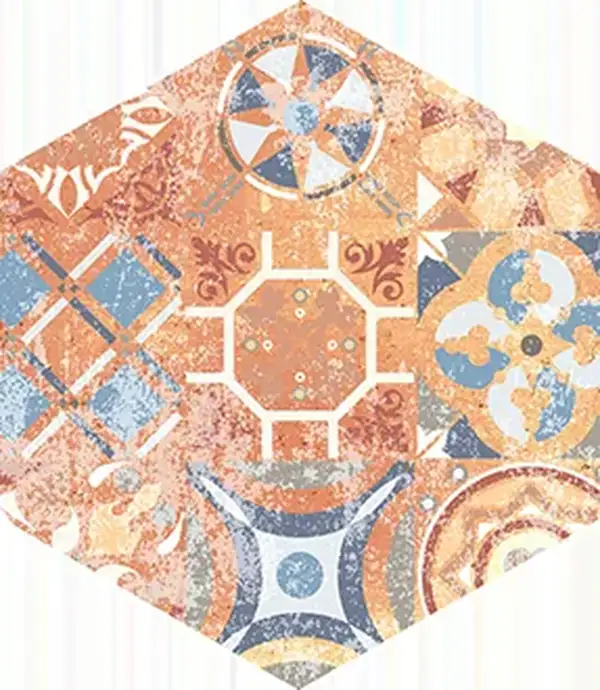 Плитка підлогова Heksagon Flamenco Червоний Patchwork NAT 28x33 код 6431 Nowa Gala (L-LCD-FLM06-28X033-075-N-1-1)