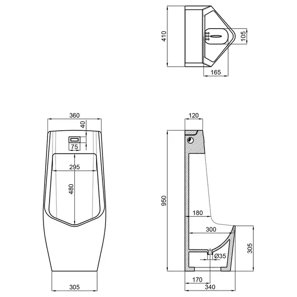 Qtap Scorpio Напольный писсуар, белый (QT1488U960A01ACW)