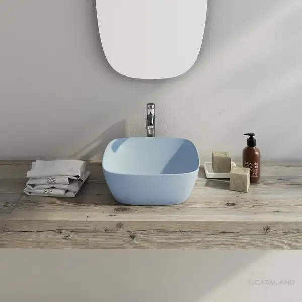 Раковина накладная на столешницу Catalano Green Lux Сolori 40 х 40 х h14 см, цвет - синий матовый 140APGRLXAS Раковина накладная на столешницу Catalano Green Lux Сolori 40 х 40 х h14 см, цвет - синий матовый 140APGRLXAS