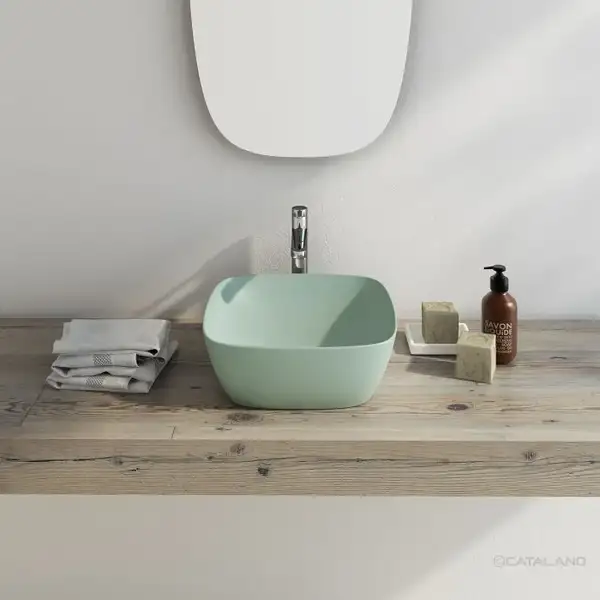 Раковина накладная на столешницу Catalano Green Lux Сolori 40 х 40 х h14 см, цвет - зелёный матовый 140APGRLXVS Раковина накладная на столешницу Catalano Green Lux Сolori 40 х 40 х h14 см, цвет - зелёный матовый 140APGRLXVS