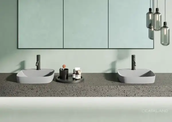 Раковина полувстраиваемая Catalano Green Lux Сolori 42 х 42 х h14 см, цвет - серый матовый 142GRLXNCS Раковина полувстраиваемая Catalano Green Lux Сolori 42 х 42 х h14 см, цвет - серый матовый 142GRLXNCS