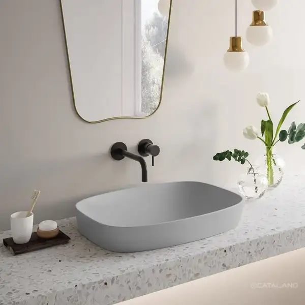 Раковина полувстраиваемая Catalano Green Lux Сolori 40 х 65 х h14 см, цвет - серый матовый 165AGRLXCS Раковина полувстраиваемая Catalano Green Lux Сolori 40 х 65 х h14 см, цвет - серый матовый 165AGRLXCS