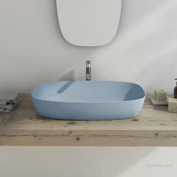 Раковина накладная на столешницу Catalano Green Lux Сolori 40 х 80 х h14 см, цвет - синий матовый 180AGRLXAS Раковина накладная на столешницу Catalano Green Lux Сolori 40 х 80 х h14 см, цвет - синий матовый 180AGRLXAS