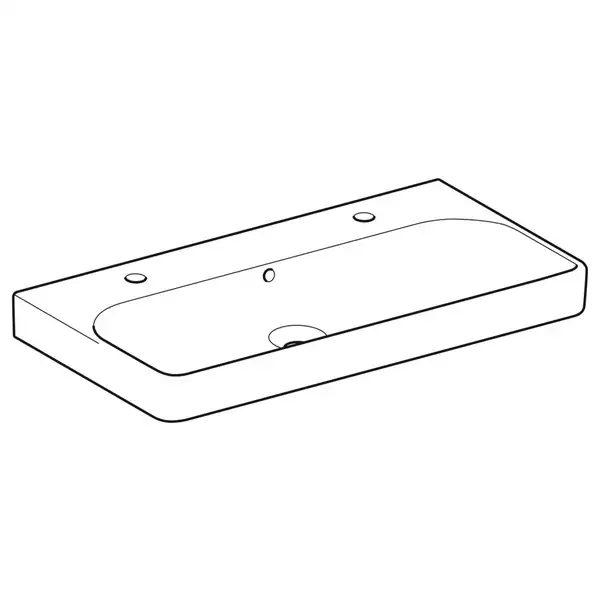 Раковина подвесная Geberit Smyle Square 90 х 48 х h16,5 см, с 2 отверстиями под смеситель (500.252.01.1)