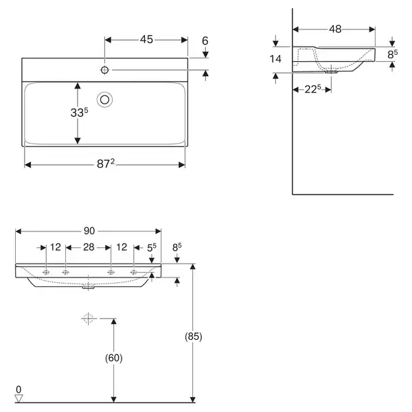Раковина Geberit One 75 х 48 см  505.004.00.1