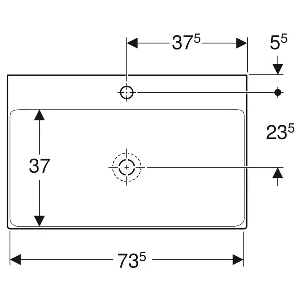 Раковина Geberit One 75 х 48 см 505.020.01.2 Раковина Geberit One 75 х 48 см 505.020.01.2