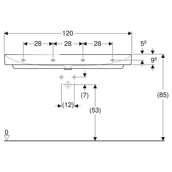 Раковина Geberit One 120 х 48 см 505.021.01.5 Раковина Geberit One 120 х 48 см 505.021.01.5