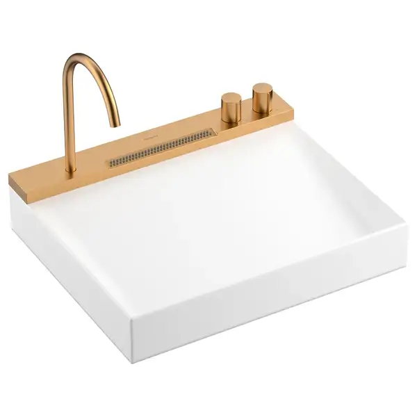 Раковина Hansgrohe Avalegra AquaUnit 58 х 47,5 х 10 см, без переливу, з функцією QuickClean+, із змішувачем, Brushed Bronze 22472140 Раковина Hansgrohe Avalegra AquaUnit 58 х 47,5 х 10 см, без переливу, з функцією QuickClean+, із змішувачем, Brushed Bronze 22472140
