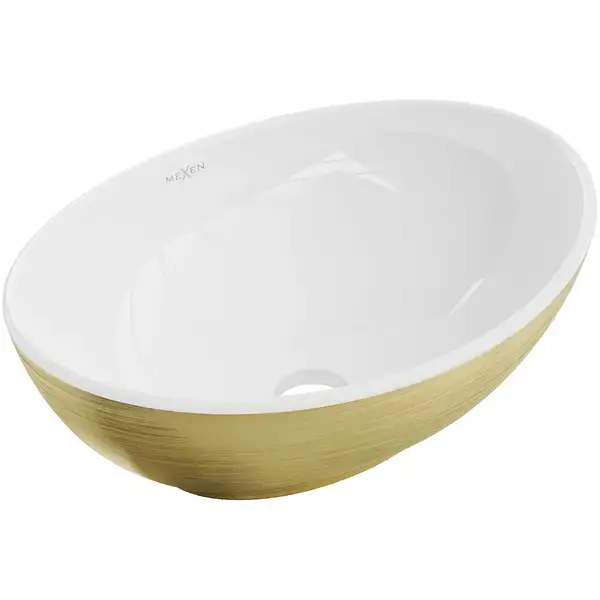 Умывальник (раковина) MEXEN ELZA BRUSHED GOLD WHITE накладной (MEX-21014017)