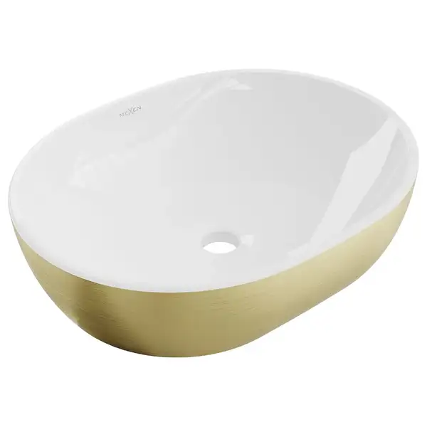Умывальник (раковина) MEXEN VIKI WHITE BRUSHED GOLD накладной (MEX-21054817)